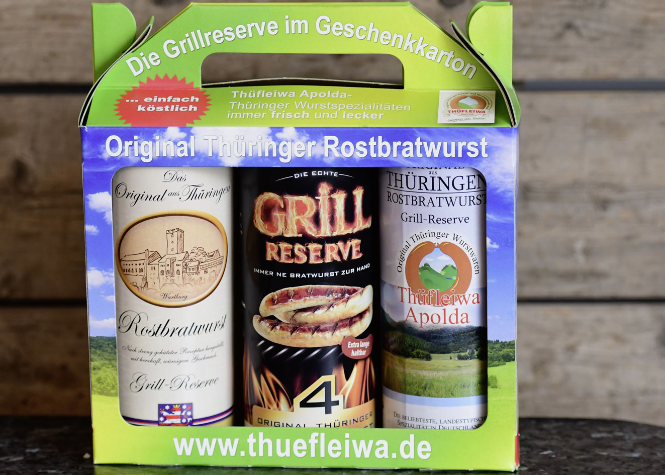 3 Dosen Original Thüringer Rostbratwurst in Geschenkpackung